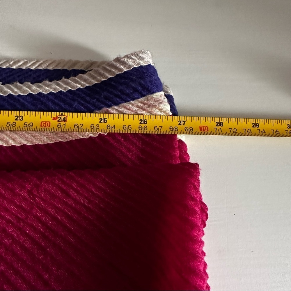 ETNICO Scarf Sarong Wrap Cerise Pink, Blue & Taupe EUC approx 108 x 104 - Picture 5 of 6